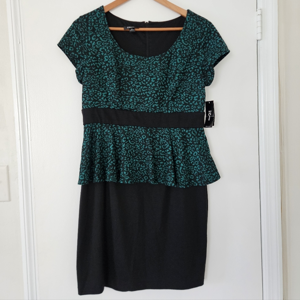 Dress Vtg 90s IZ Byer Size 13 Y2K Peplum Deadstock Sheath Secretary Career